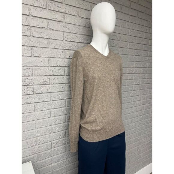 Black Brown Men 2 Ply Cashmere Long Sleeve Pullover V-Neck Sweater Size L - Picture 5 of 9